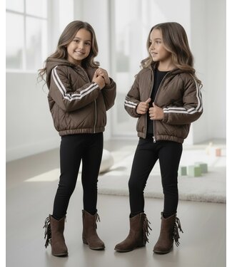 Quilted Stripe Jas – Marron