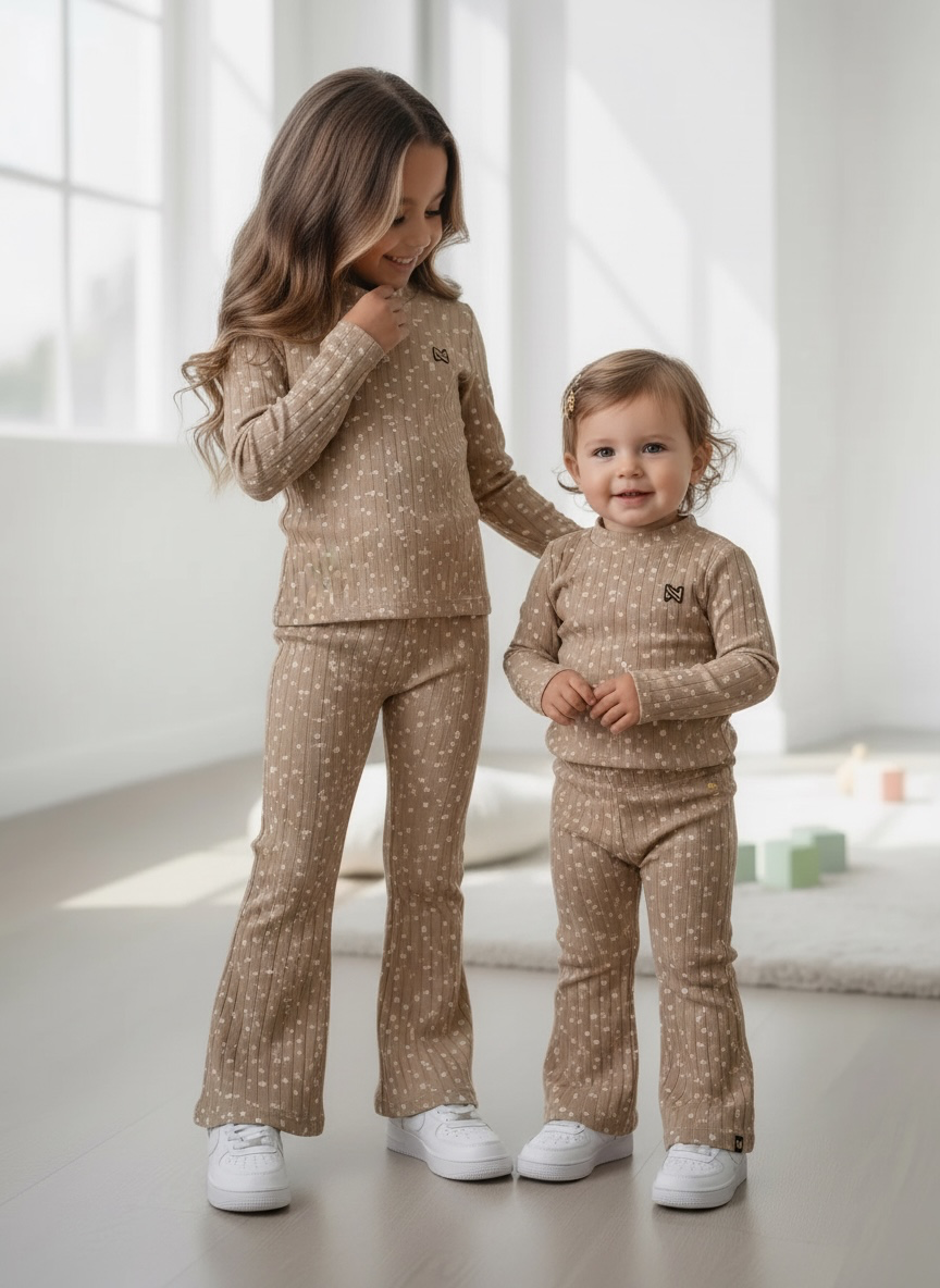 Ditsy Rib Flared Set - Tuffet