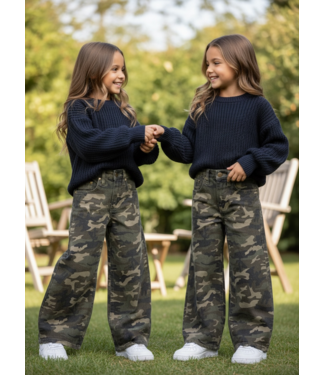 Camo Wide Leg Jeans – Khaki
