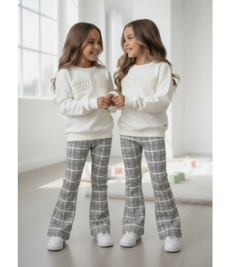 No Way Monday Check Flared Pants – Grey