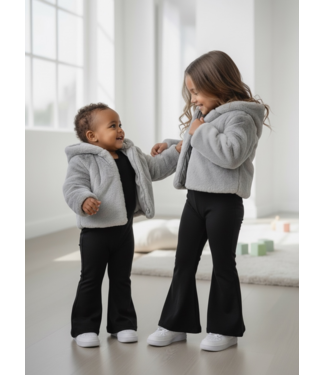 Dirkje  Fluffy Hooded Jacket – Grey