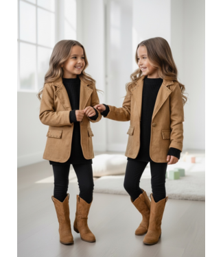 Suede Stud Blazer – Camel