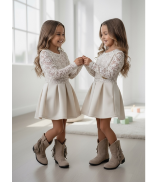 Lace Buckle Dress – Beige