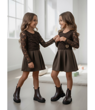 Lace Buckle Dress – Marron