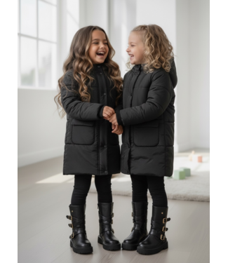 No Way Monday Long Puffer Jacket – Zwart