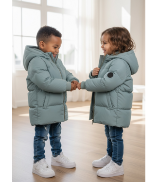 Koko Noko Long Puffer Jacket – Soft Green