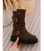 Suede Buckle Boots – Marron