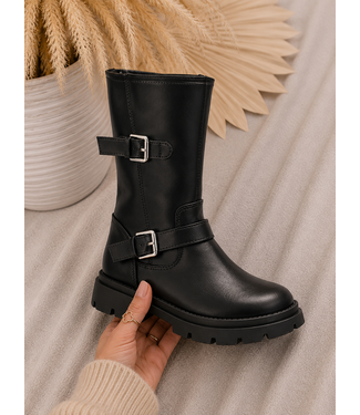 Buckle Biker Boots – Zwart
