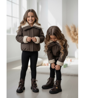 Teddy Collar Jacket – Marron