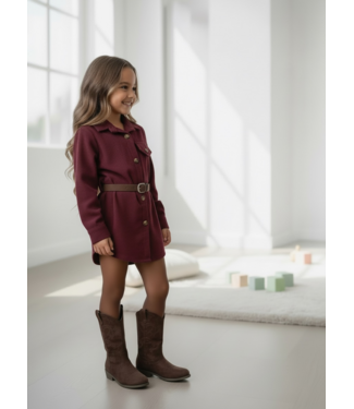 Corduroy Belt Dress – Bordeaux