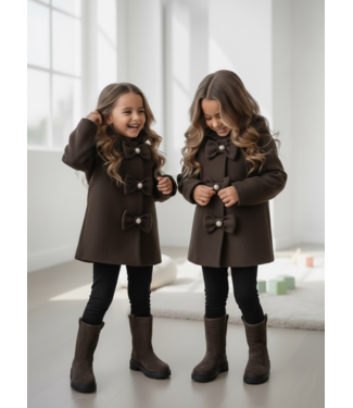 Bow Pearl Coat – Marron