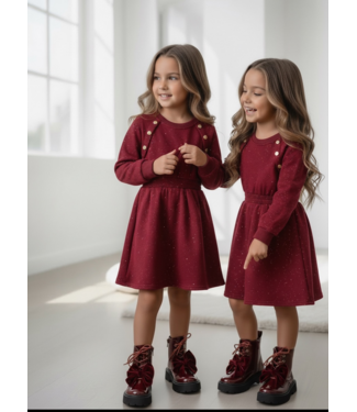 Sparkling Button Dress – Bordeaux