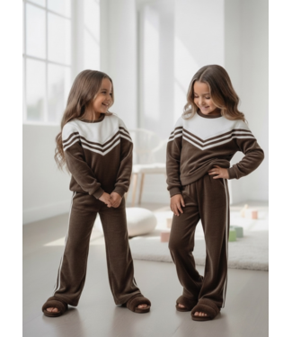 Velvet Sporty Stripe Set – Marron