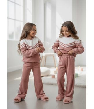 Velvet Sporty Stripe Set – Roze