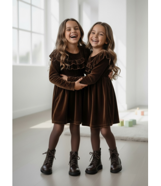 Velvet Ruffle Dress – Marron