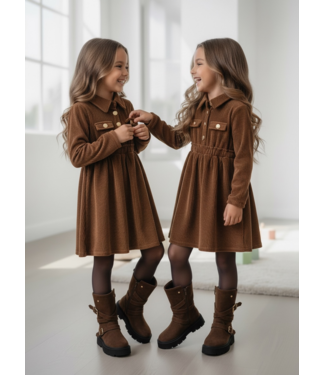 Corduroy Button dress - Marron