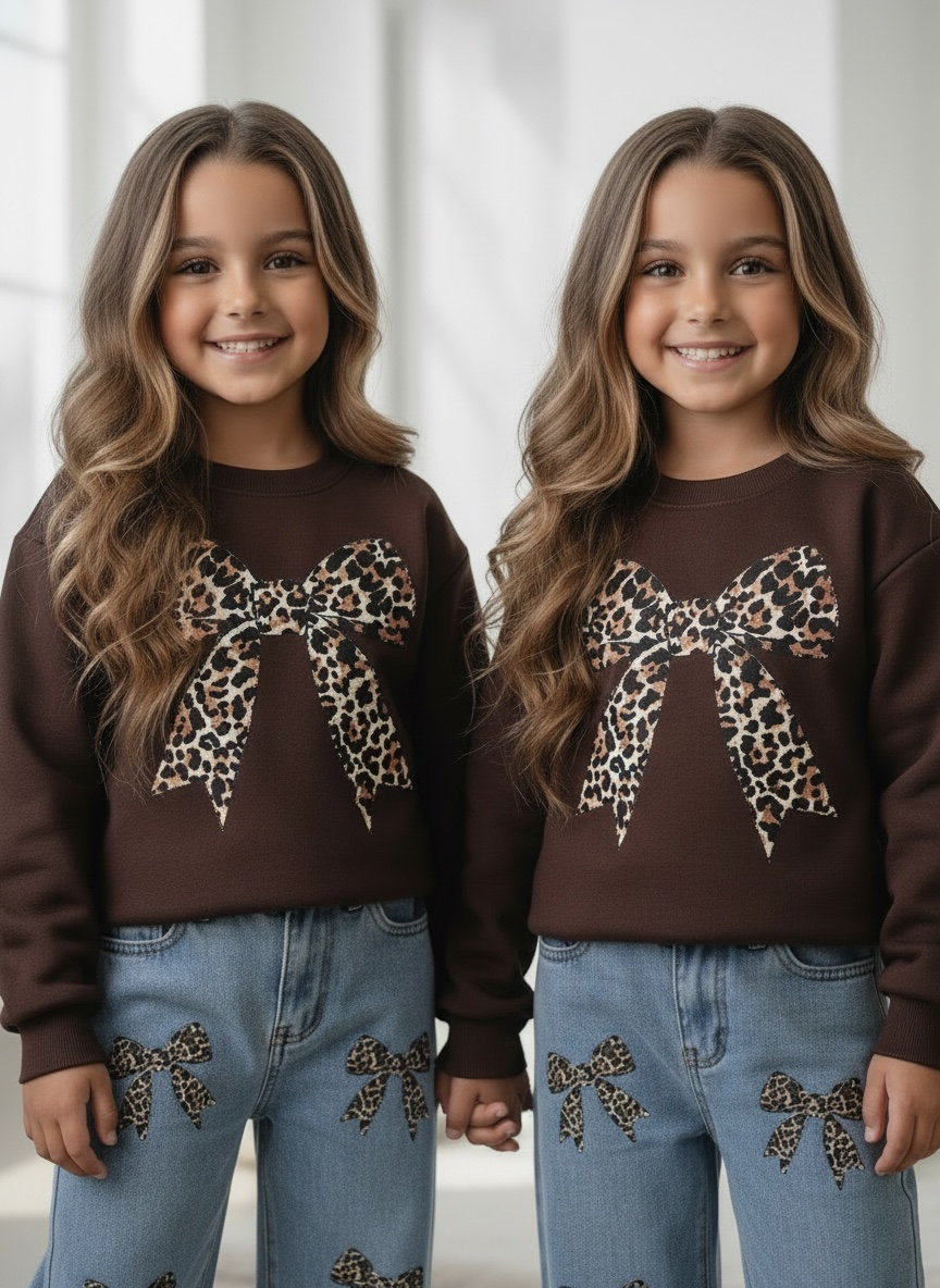 Leopard Bow Sweater – Marron