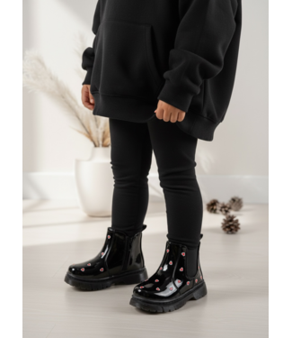 Chelsea Heart Boots - Shiny Zwart