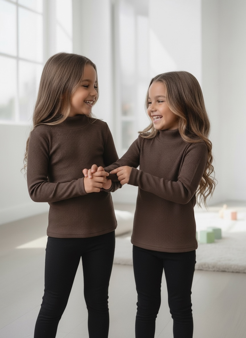 Rib Col Top – Marron