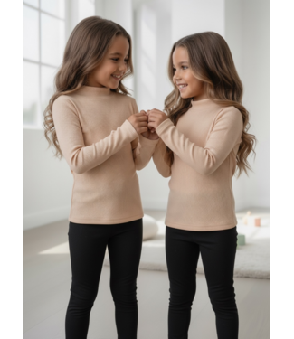 Draakjes en Boefjes Rib Col Top – Beige