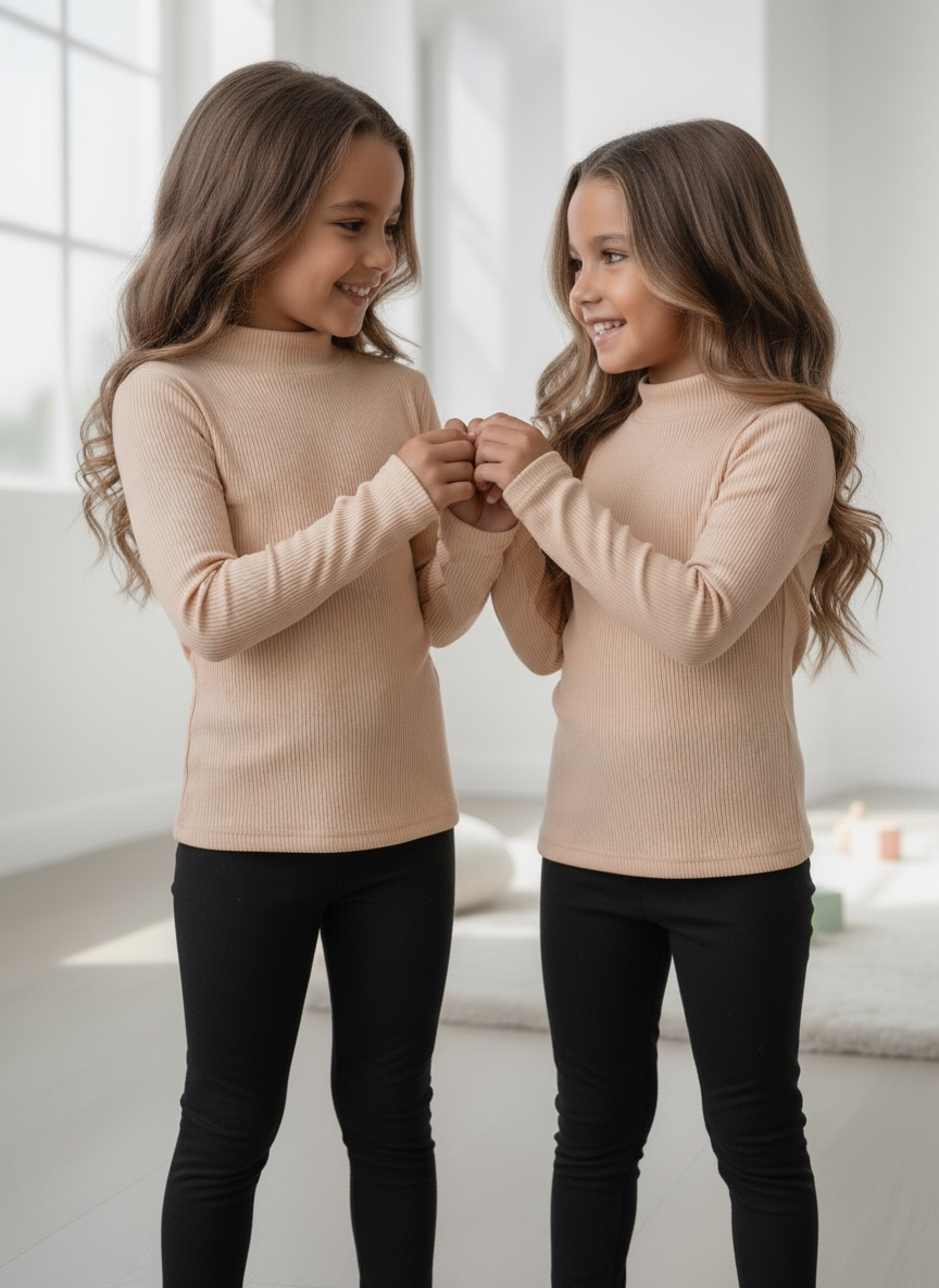 Rib Col Top – Beige