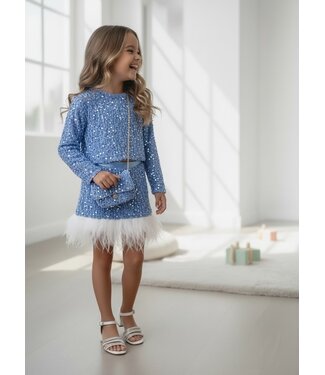 Sparkle Feather Set met Tasje – Blauw (Verzenddatum 14 Sept)
