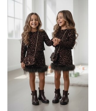 Sparkle Feather Set met Tasje – Bruin
