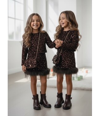 Sparkle Feather Set met Tasje – Marron (Verzenddatum 14 Sept)