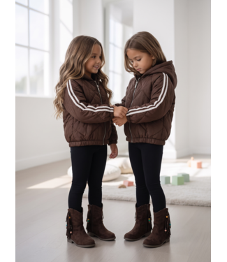 Quilted Stripe Jas – Marron