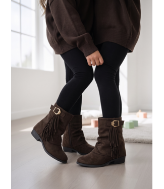 Suede Fringe Boots - Marron