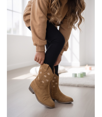 Suede Cowboy Boots - Camel