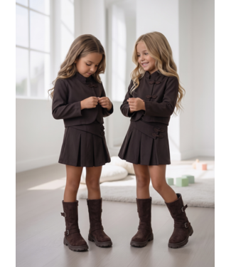 Elegant Knot Detail Skort Set – Bruin