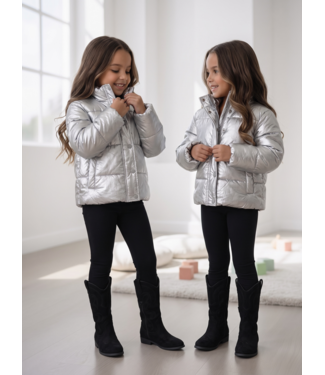 Dirkje  Metallic Puffer Jacket – Silver