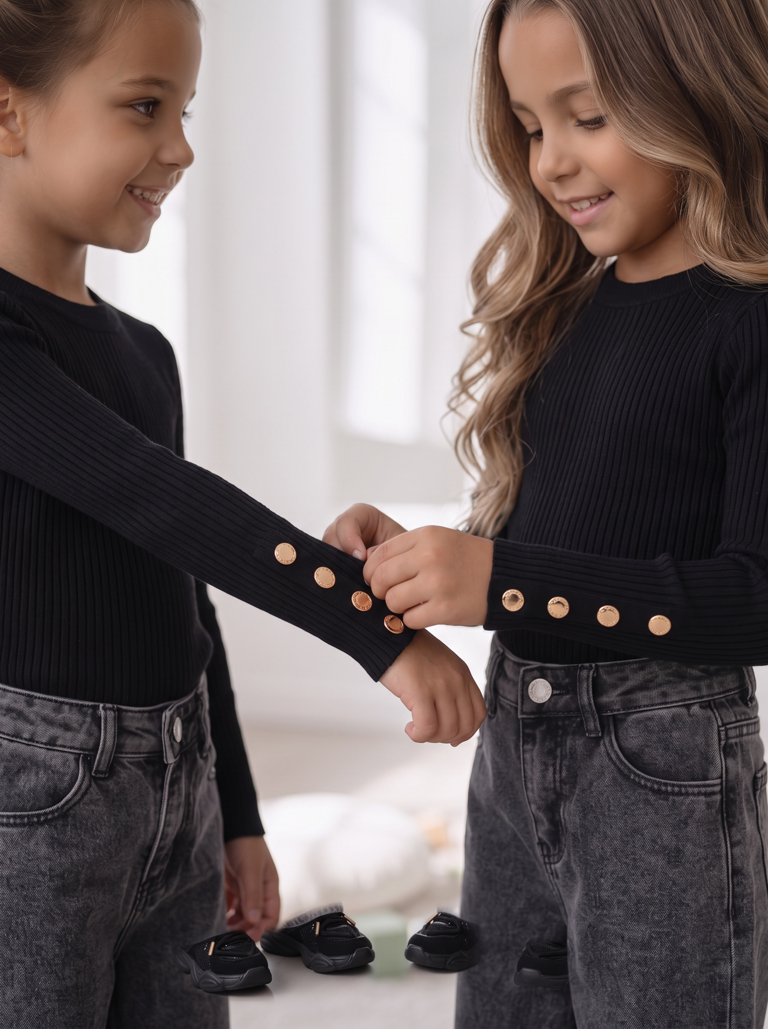 Button Detail Sweater – Zwart