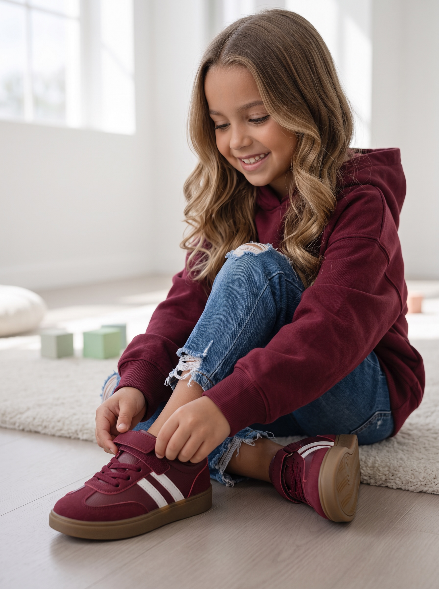 Retro Stripe Sneakers – Bordeaux