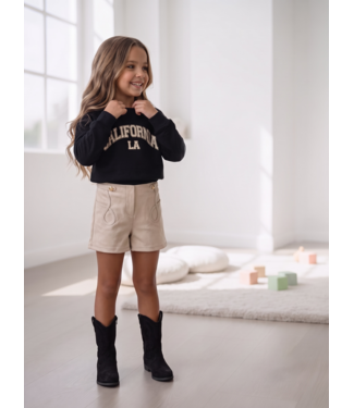 California Sweater & Short Set – Zwart/Beige