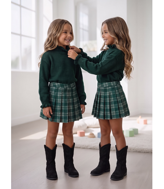 Emerald Check Sweater & Skirt Set – Green