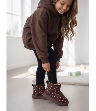 Polka Dot Furry Boots - Marron  (Verzenddatum 17 sept)