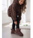 Polka Dot Furry Boots - Marron