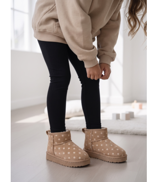 Polka Dot Furry Boots - Beige  (Verzenddatum 17 sept)