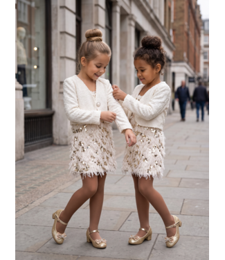Golden Feather Dress & Blazer Set (verzenddatum 17 sept)
