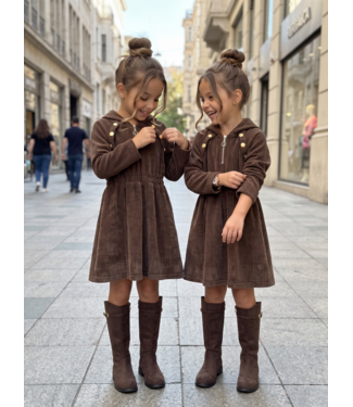 Corduroy Hoodie Dress – Bruin