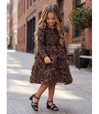 Roses Glitter Dress - Marron