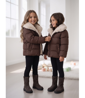 Fur Collar Puffer Jacket – Marron (verzenddatum 24 sept)