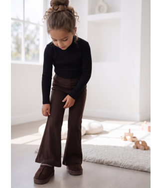 Soft Rib Flared Broek – Marron (verzenddatum 24sept)