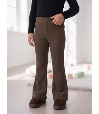 Soft Rib Flared Broek – Dark Taupe (Verzenddatum 24 sept)