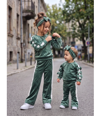 Velours Bow Stripe Set 3-delig – Mineral Green