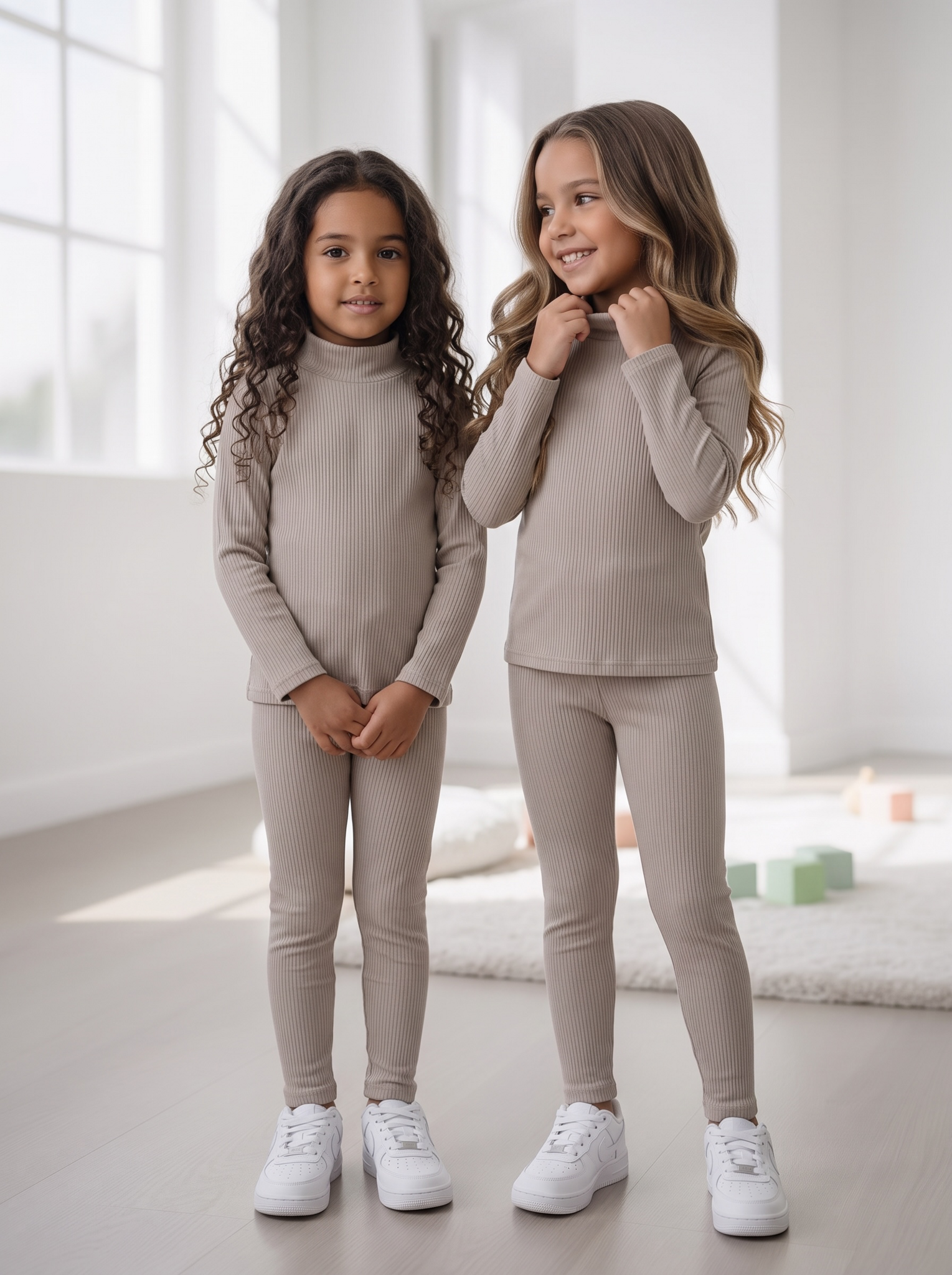 Soft Rib Col & Legging Set – Greige