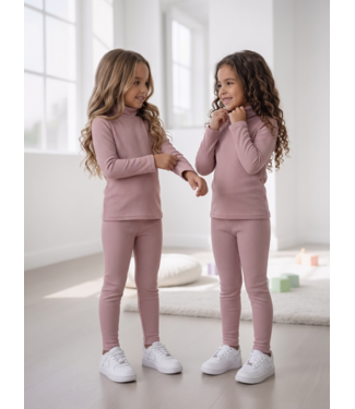 Soft Rib Col & Legging Set – Roze