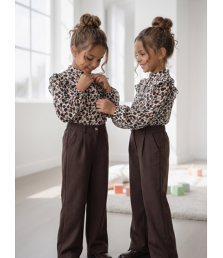 Floral Blouse & Wide Leg Set – Marron